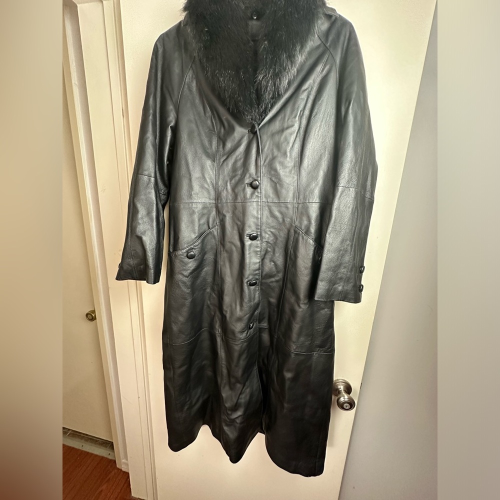 Terry Lewis Classic Luxuries Vintage Black Faux Fur‎  Button Front Leather S-M